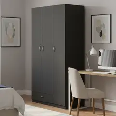 TUHOME - Clóset 3 Puerta(s) 1 Cajón(es) 4 Repisa(s) 90x184.6x47.3 cm Wengué