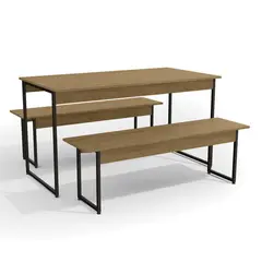 YARDAS - Juego de Comedor Tandil 4 Sillas Mesa Rectangular 72x74x136 cm Nogal