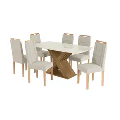 YARDAS - Juego de Comedor Verona 6 Sillas Mesa Rectangular 90x75x170 cm Café/Blanco
