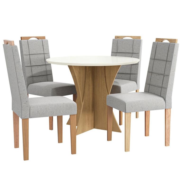 Juego de Comedor Turin 4 Sillas Mesa Redonda 105x75x105 cm Café