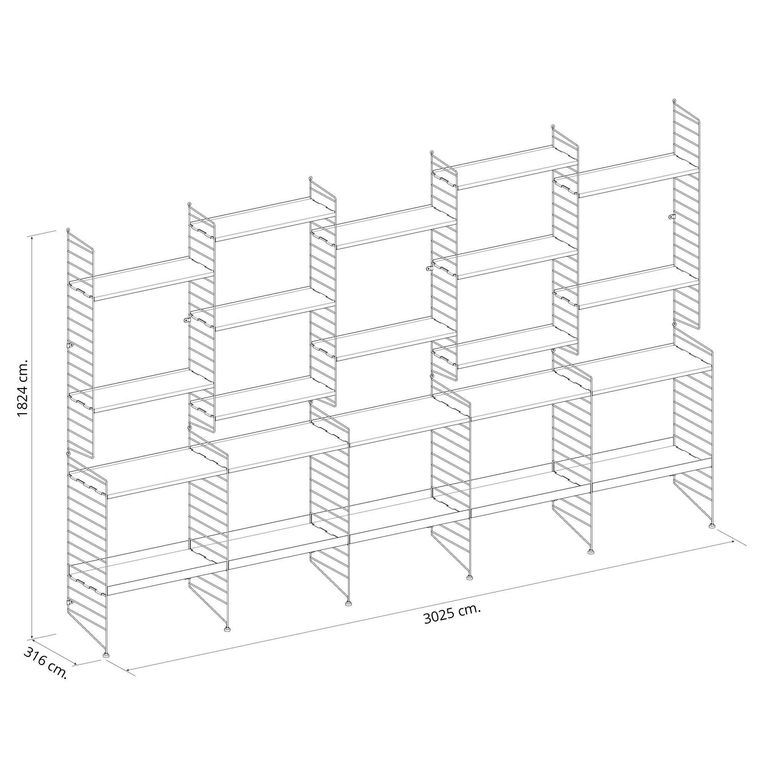 Estante Vintage Acero 7 Nivel(es) 66x27x107.5 cm Blanco