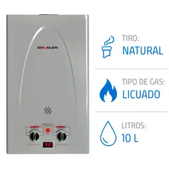 SINDELEN - Calefont Gas Licuado 10 Litros Tiro Natural Ionizado