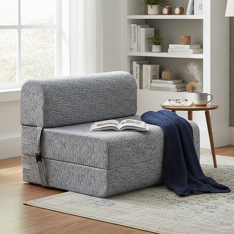 Sofá Cama Brocato Gris Claro 105x165x18 cm