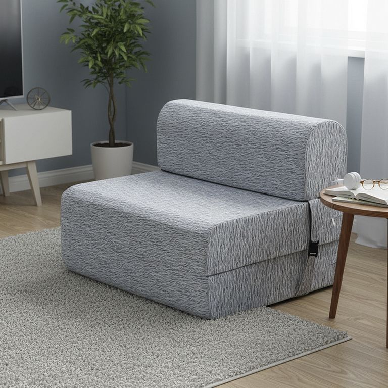 Sofá Cama Brocato Gris Claro 120x165x18 cm