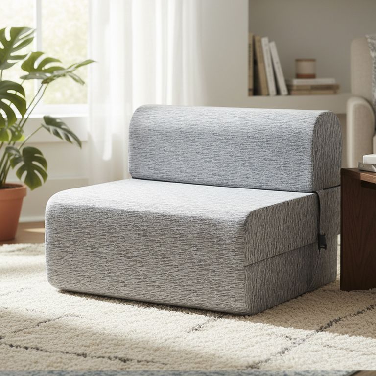 Sofá Cama Brocato Gris Claro 90x165x18 cm