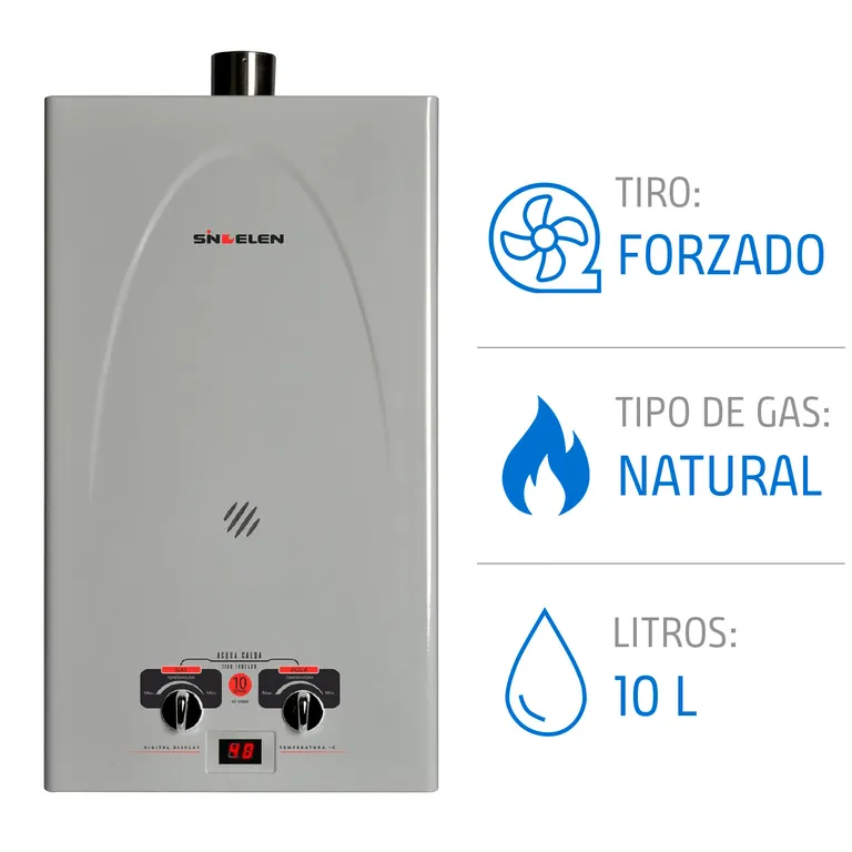 Calefont 10 Litros Gas Natural Tiro Forzado Ionizado