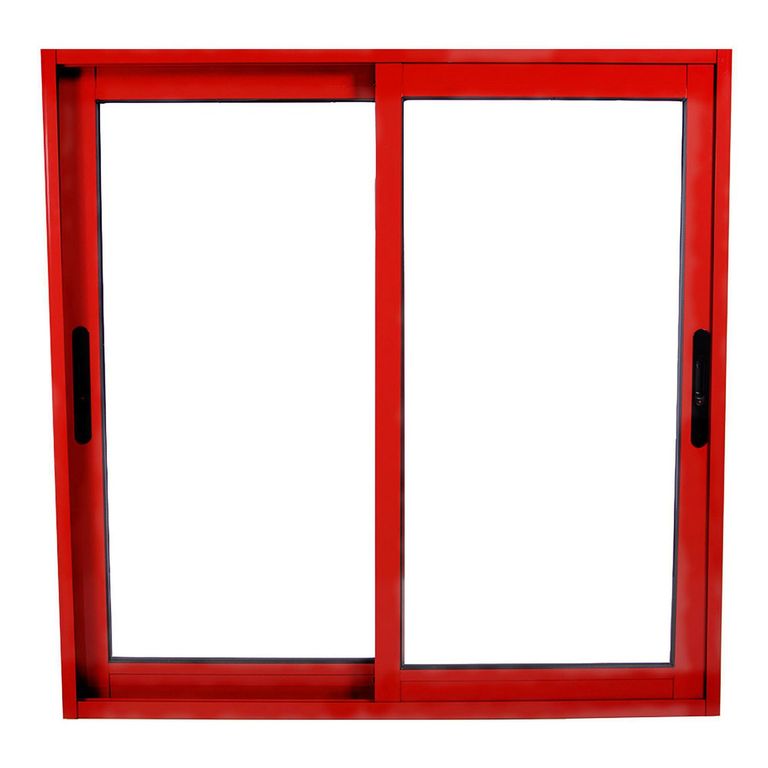 Ventana corredera Aluminio Corredera 120x120 cm Vidrio Termopanel Rojo