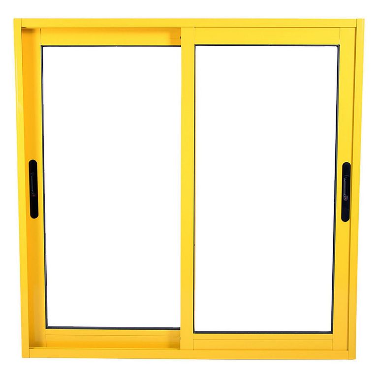 Ventana corredera Aluminio Corredera 100x100 cm Vidrio Termopanel Amarillo