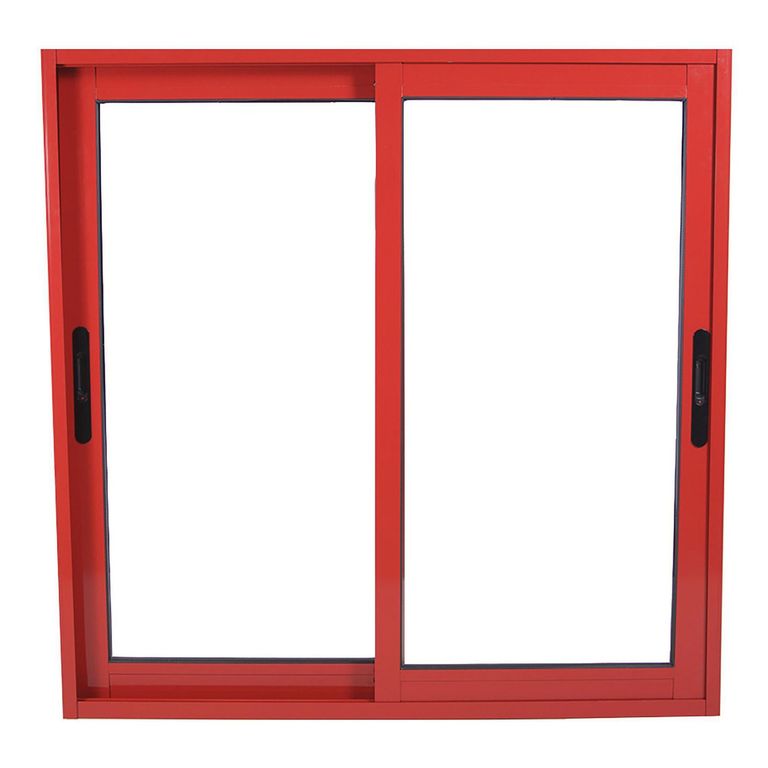 Ventana corredera Aluminio Corredera 100x100 cm Vidrio Termopanel Rojo