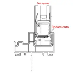 TERMOHOME - Ventana corredera PVC Una hoja móvil 120x120 cm Vidrio Termopanel Blanco