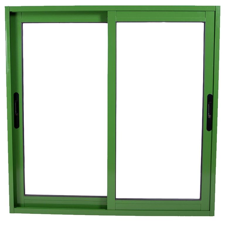 Ventana corredera Aluminio Corredera 100x100 cm Vidrio Termopanel Verde oscuro