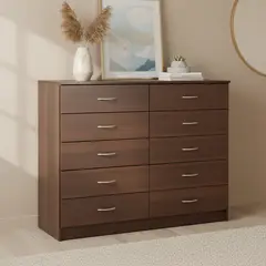 STANFORD - Cómoda 10 Cajón(es) DB 120x93x40 cm Chocolate