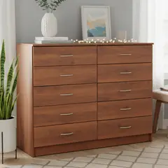 STANFORD - Cómoda 10 Cajón 10 Cajones 120x93x40 cm Cerezo