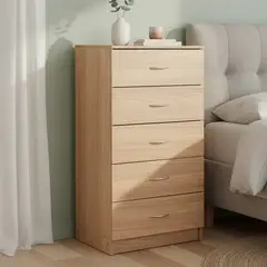 STANFORD - Cómoda 5 Cajón 5 Cajones 55x110x40 cm Nogal