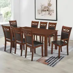 WDS HOME - Juego de Comedor Capri 8 Sillas Mesa Rectangular 76x90x180 cm Café