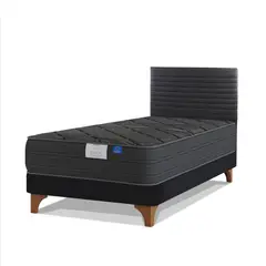 FLEX - Cama Europea Black 1.5 Plaza Box/Respaldo Modern