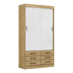 DI PORETTI - Clóset New Moscou 2 Puerta(s) 6 Cajón(es) 6 Repisa(s) 119x220x47 cm Blanco/Café