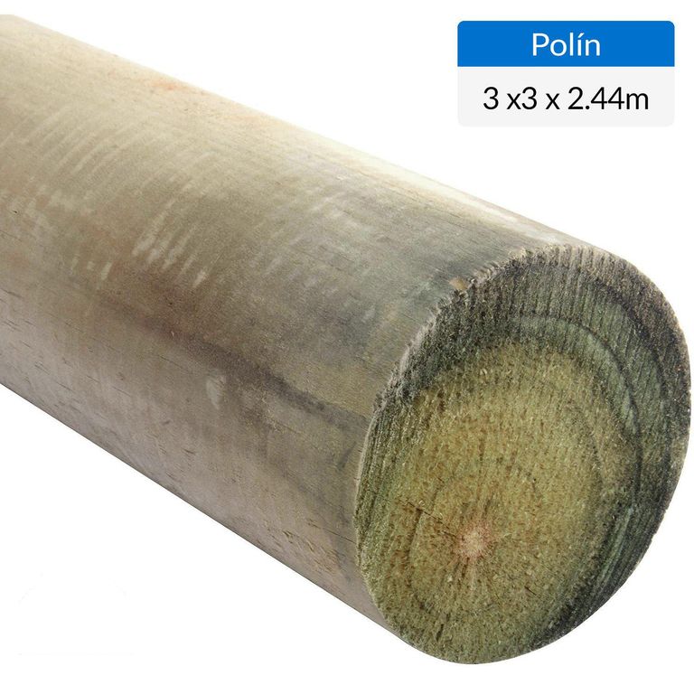 Polín Impregnado Pino Radiata 7. 5- 10 Cm Diámetro 2. 44 M Largo
