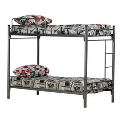 MANTAHUE - Camarote Alfa Fijo Metálico 1 Plaza Gris/2 Colchones