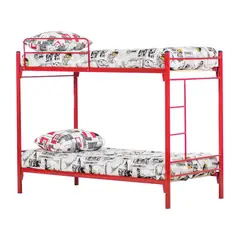 MANTAHUE - Camarote Alfa Fijo Metálico 1 Plaza Rojo/2 Colchones