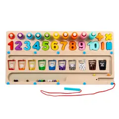 KIDSCOOL - Tablero Didáctico Montessori 3 En 1 Encaje Ábaco Pesca Magnética