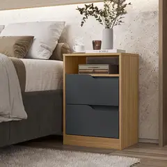 VEKKAHOME - Velador 2 Cajón(es) Sole 45x65x36 cm Grafito