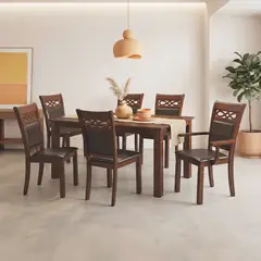 WDS HOME - Juego de Comedor Capri 6 Sillas Mesa Rectangular 90x76x160 cm Café