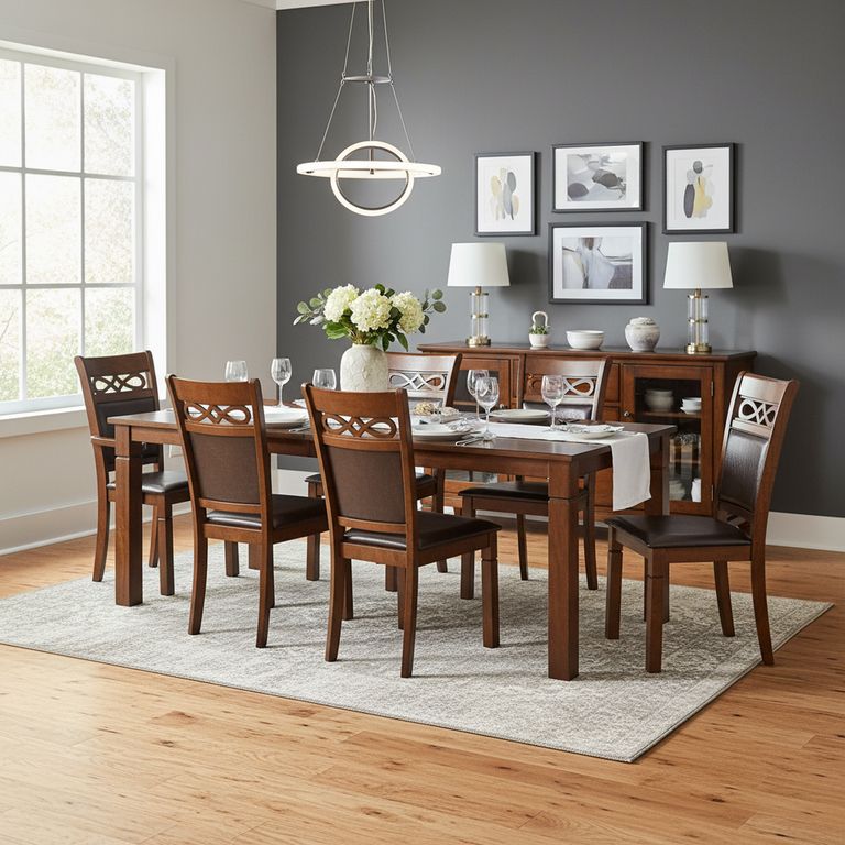 Juego de Comedor Capri 6 Sillas Mesa Rectangular 90x76x160 cm Café