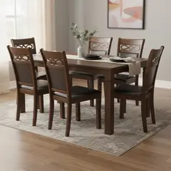 JUST HOME COLLECTION - Juego de Comedor Capri 6 Sillas Mesa Rectangular 90x76x160 cm Café