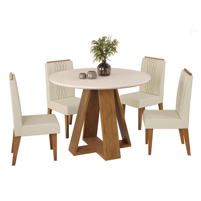 Juego de Comedor Celeste 4 Sillas Mesa Redonda 103,5x80x103,5 cm Café
