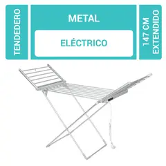 undefined - Tendedero Eléctrico con Alas Bajo Consumo Plegable Metal 147 x 54 x 94 cm. Aluminio