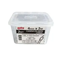 MAMUT - Cadena eslabón largo de acero 4mm x 2M zincado brillante en balde