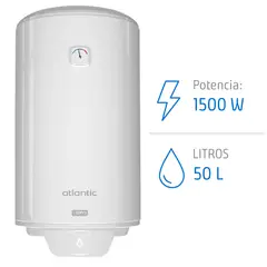 ATLANTIC - Termo Eléctrico 50 Litros 1500 W de Muro