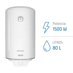 ATLANTIC - Termo Eléctrico 80 Litros 1500 W de Muro
