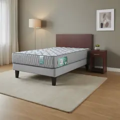 MANTAHUE - Combo Cama Europea Dormiflex 1 Plaza + Set Ranco Melamina