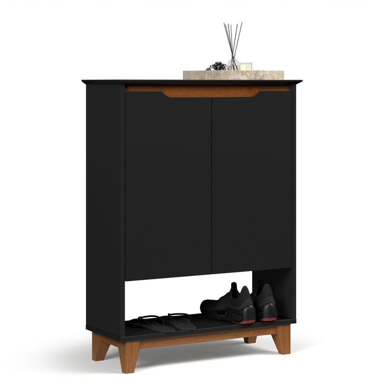 Zapatera Hall 3 Nivel(es) 90.5x68x26.5 cm Negro