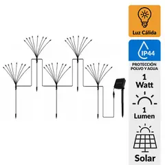 JUST HOME COLLECTION - Estaca Solar Luciérnaga 5 en 1 10 m 1 W IP44 1 lm Luz Cálida