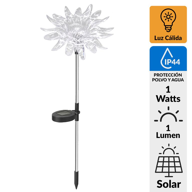 Estaca Solar Farol Flor 1 W IP 44 1 lm Luz Cálida