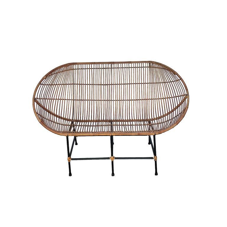 Sofá para Terraza Mimbre Palito Camel 80x120x120 cm