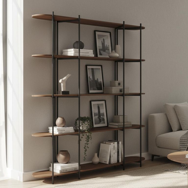 Estante Enya 5 Nivel(es) 180x195x45.8 cm Canela/Negro
