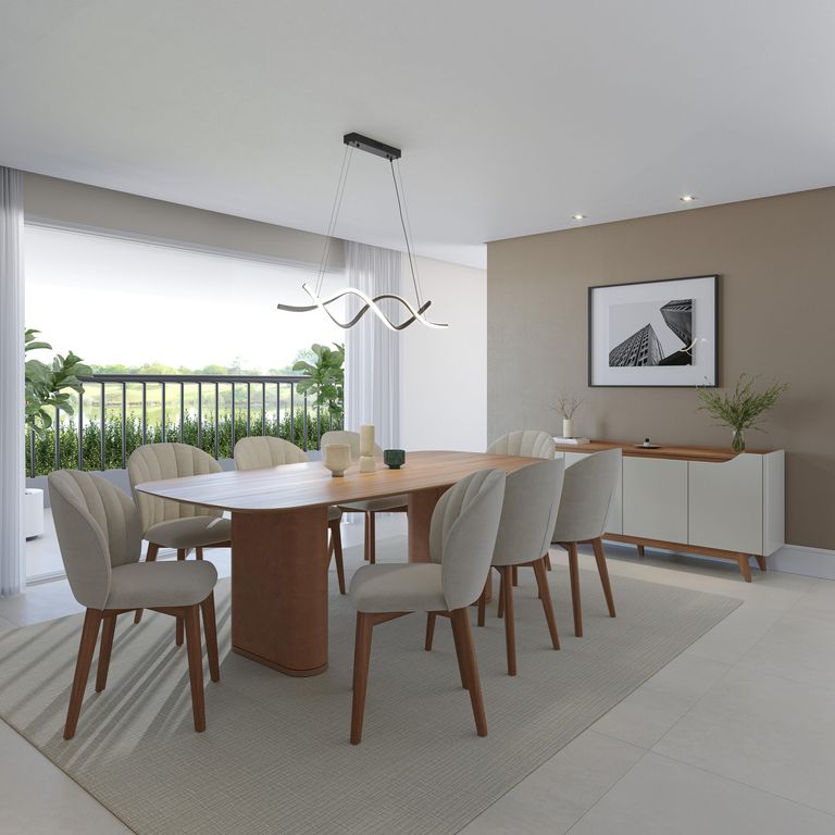 Juego de Comedor Lintz 8 Sillas Mesa Rectangular 110x75x218 cm Café