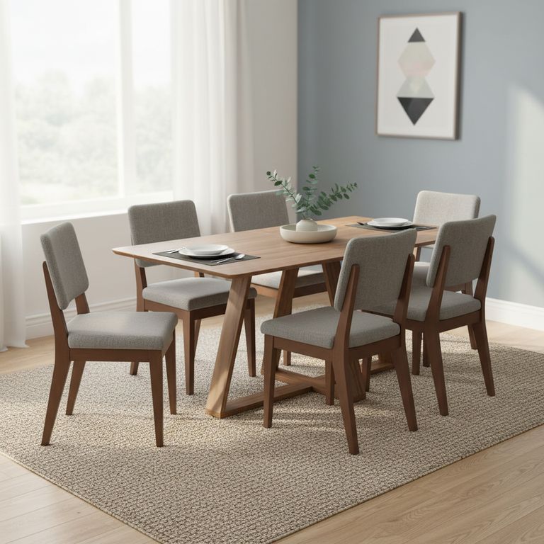 Juego de Comedor Avena 4 Sillas Mesa Rectangular 100x74,7x135 cm Madera