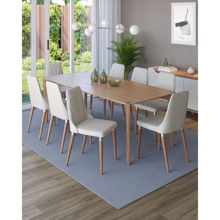 Juego de Comedor Harmony 8 Sillas Mesa Rectangular 100x77x184 cm Café