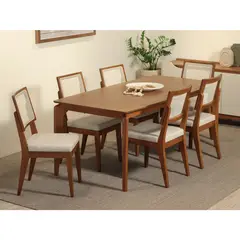 DECOCASA - Juego de Comedor Laurent 6 Sillas Mesa Rectangular 100x79,1x183 cm Canela
