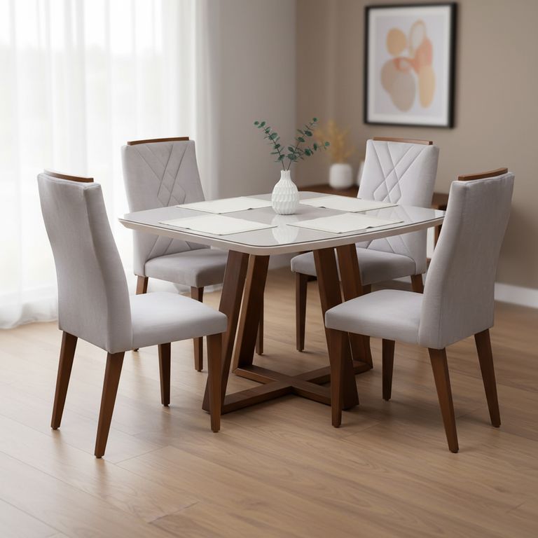 Juego de Comedor Bennet 4 Sillas Mesa Rectangular 89,5 x 77,4 x 115,5 cm Café
