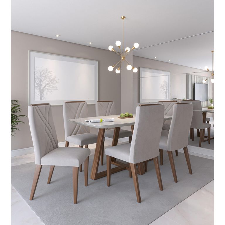 Juego de Comedor Bennet 6 Sillas Mesa Rectangular 90x74,7x184 cm Café