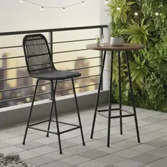 MIMBRERIA HOME - Taburete para Terraza Mimbre Varilla Negro 99x36x36 cm