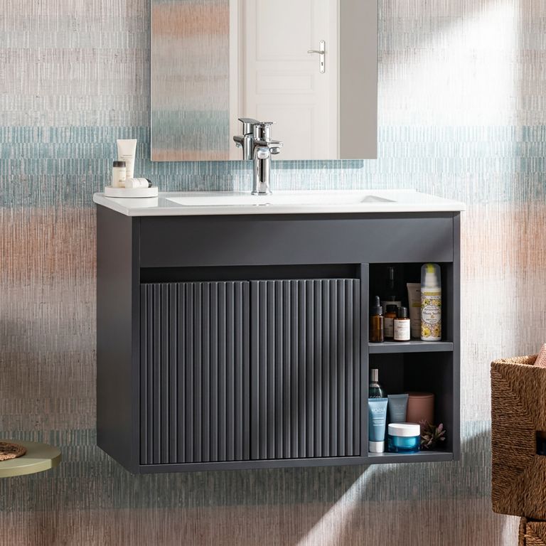 Kit Mueble Lille Texturado Dark Grey 61x50x46.5 cm