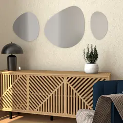 TUHOME - Espejo Baño Semicírculo 60x50 cm Gris Gocce