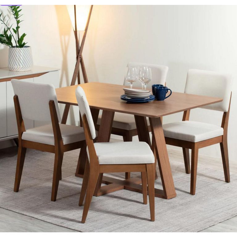 Juego de Comedor Avena 4 Sillas Mesa Rectangular 90x74,4x135 cm Café